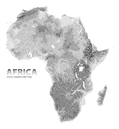 Vector stippled relief map of Africaのイラスト素材