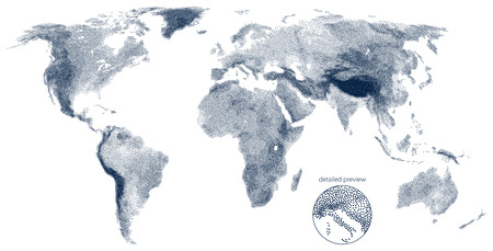 Stippled world relief vector mapのイラスト素材