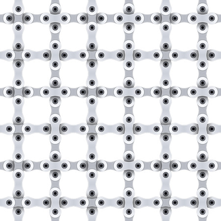 Seamless pattern of gray metal bicycle chain. Vector illustrationのイラスト素材