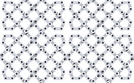 Seamless pattern of gray metal bicycle chain. Vector illustrationのイラスト素材