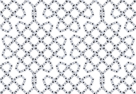 Seamless pattern of gray metal bicycle chain. Vector illustrationのイラスト素材