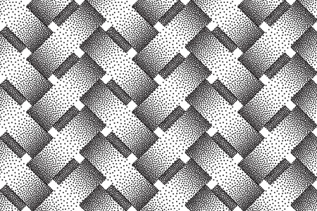 Vector seamless decorative pattern of interweaving bars. Stipple texture.