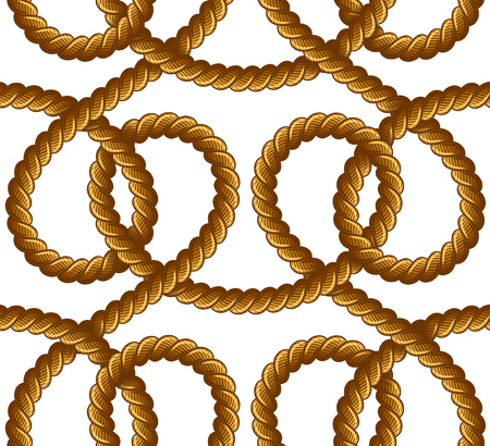 Rope vector seamless pattern on white backgroundのイラスト素材