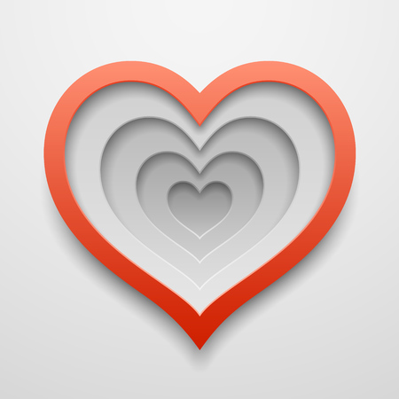 Heart cutted out shape. Happy Valentine's or wedding day decoration template. Vector concept design.のイラスト素材