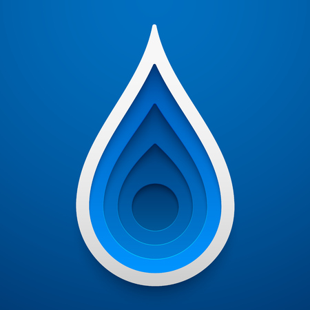 Water drop shape. Paper art  of ecology idea. Vector illustration. Concept design for cards, posters, flyers, stickers.のイラスト素材