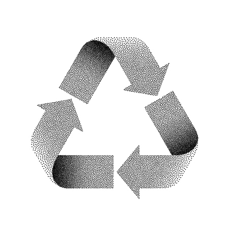 Recycle sign. Stipple vector textured illustration on white background.のイラスト素材