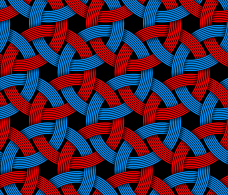 Seamless decorative pattern of colored interlaced fiber. Vector Illustration.のイラスト素材