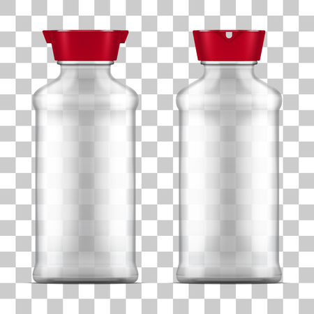 A Vector empty glass soy sauce bottle on transparent background. Realistic illustration.のイラスト素材