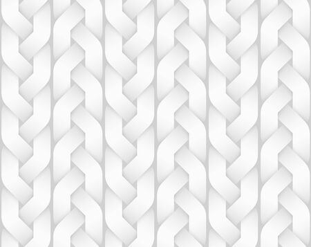 Vector seamless decorative pattern of braided pigtail bands. White texture illustration.のイラスト素材