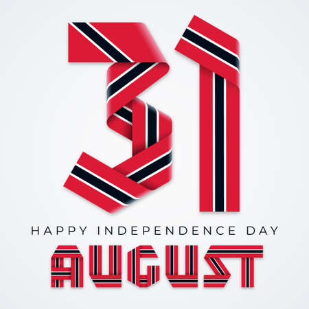 Congratulatory design for August 31, Trinidad and Tobago Independence Day. Text made of bended...