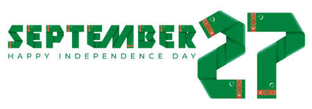 Congratulatory design for September 27, Turkmenistan Independence Day. Text made of folded ribbons...