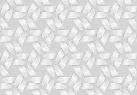Vector seamless decorative pattern of woven triangular shaped bands. White repeating geometric background illustration.のイラスト素材