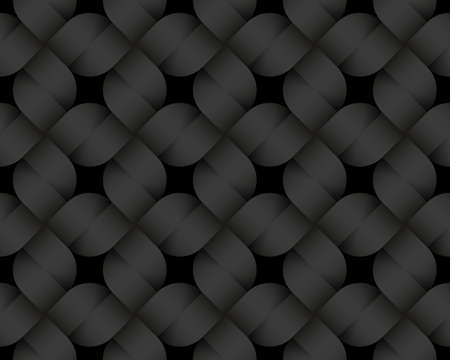 Black seamless decorative pattern of quadratic woven bands. Vector dark texture repeating geometric background illustration.のイラスト素材