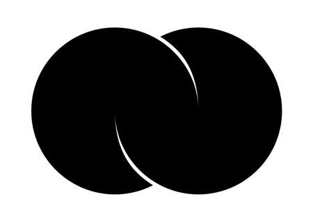 Infinity sign made of of two combined disks. Stylized limitless symbol. Tattoo flat design illustration isolated on white background.の写真素材