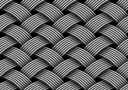 Seamless 3D pattern of woven metallic fibers. Vector repeating decorative background illustration.のイラスト素材