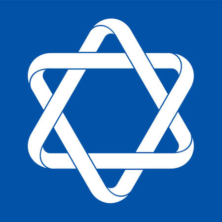 Star of David made of intertwined mobius stripes. Stylized ancient Jewish symbol. 3d flat illustration for tattoo design.の写真素材