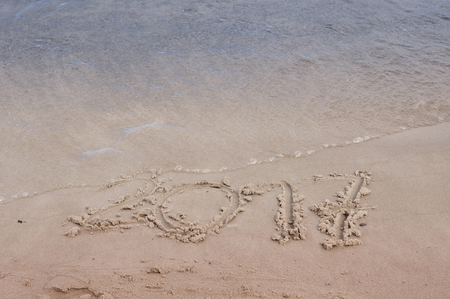 Sea, ocean sand Inscription 2017の写真素材