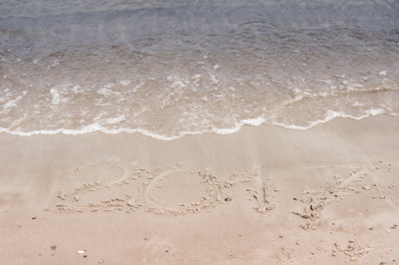 Sea, ocean sand Inscription 2017の写真素材