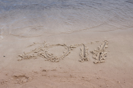 Sea, ocean sand Inscription 2017の写真素材