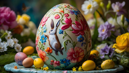 a collection of colorful eggs with different patterns and textures arranged on a dark background. Eggs come in a variety of colors - blue, green, orange, purple, red, pink and brown - and each one has unique patternsの素材