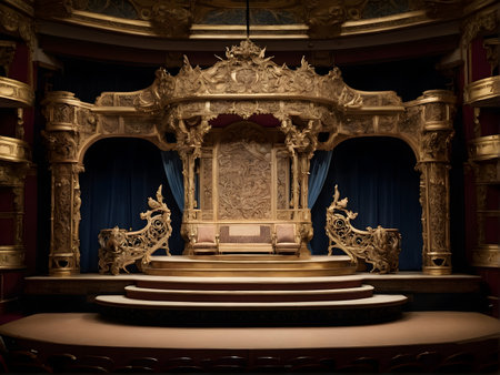 The center of the building boasts a magnificent throne, an artful fixture crafted from composite materials. Its symmetry commands attention in this holy placeの素材