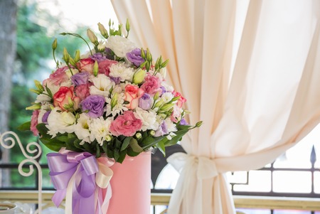 table decoration flowers bouquet on the tableの写真素材