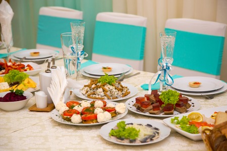 Beautiful flowers on table in wedding day servicesの写真素材