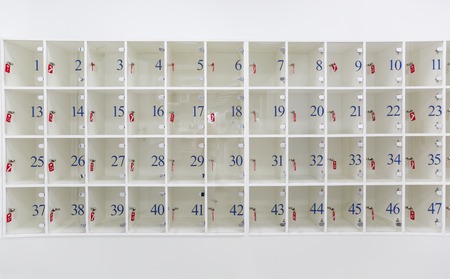 luggage storage at the supermarket door with bulletedの写真素材