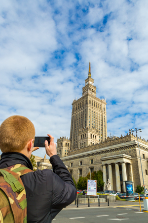 Palace of Culture and Science. FEBRUARY 14, 2016 City life in Warsaw.のeditorial素材
