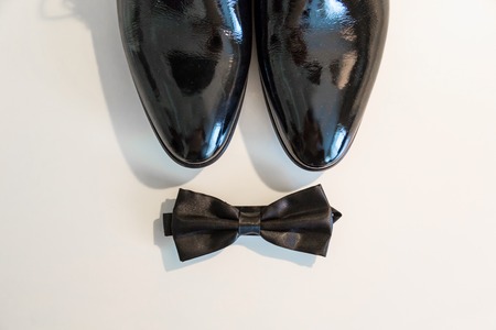 Accessories for the groom. Butterfly and shoes. Set groom Butterfly shoes Belts Cufflinksの写真素材