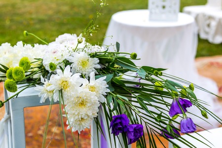 Decorations for the wedding ceremony of white flower.の写真素材