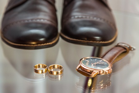 Groom's clothing accessories closeup photoの写真素材