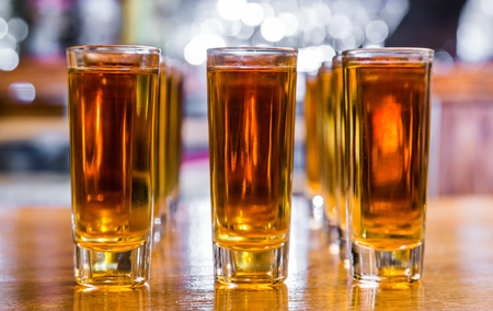 Catering services. Celebration. glasses with alcohol placed on the glassの写真素材