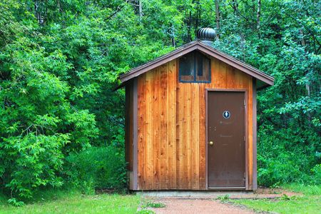 ladies outhouse in city parkの写真素材