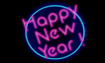 happy new year neon 80の写真素材
