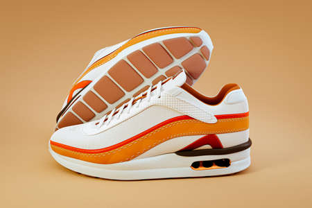 Concept modern sneakers 3D render in a studio setupの写真素材