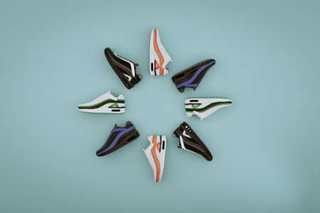 Concept modern sneakers 3D render in a studio setupの写真素材