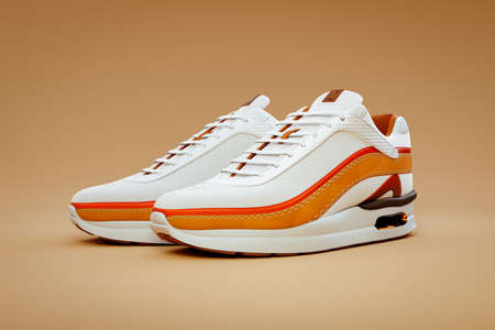Concept modern sneakers 3D render in a studio setupの写真素材