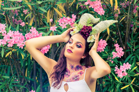 portrait female fantasy bodypaitingの写真素材