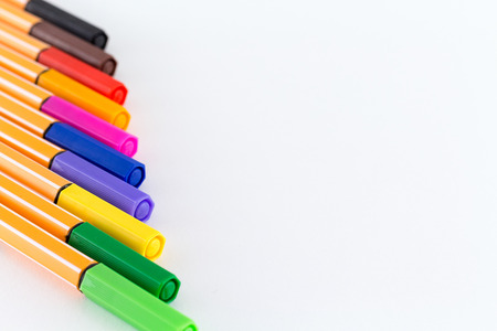Colored markers for drawing isolated on white backgroundの写真素材