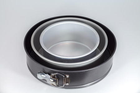 Baking mold for baking bread, pie, cake or pastry in bakery or kitchenの写真素材