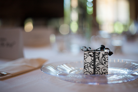 Wedding reception place setting detailの写真素材