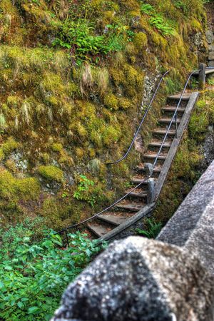 stairs leading to Onita gorge trail in the columbia river gorge on the oregon side of the river