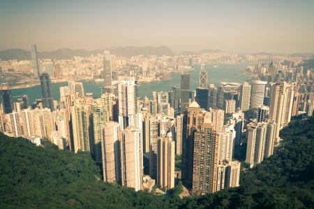 Retro shot of Hong Kong from Victoria Peak の写真素材