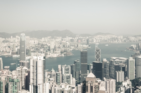 Desaturated view of Hong Kong from Victoria Peak の写真素材