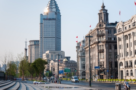 The old colonial buildings along the Bund in Shanghai のeditorial素材