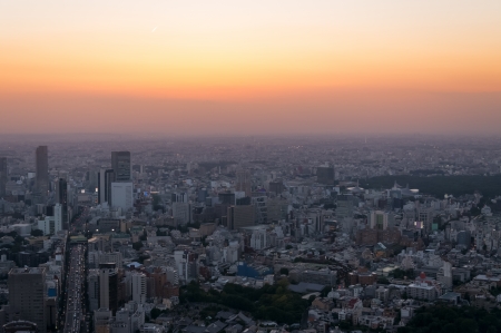 The cityscape of Tokyo at night, looking towards Shinjuku.の写真素材