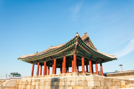 Hwaseong Fortress is in Suwon, South Korea のeditorial素材