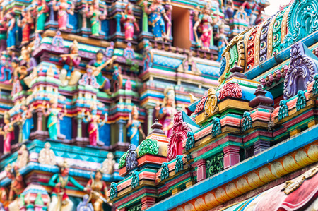 Architectural detail of Sri Mahamariamman Temple near Chinatown in Kuala Lumpur, Malaysia. The temple is the oldest Hindu temple in the city.の写真素材