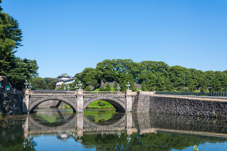 Nijubashi bridge and the Imperial Palace beyond in Tokyo, Japan のeditorial素材
